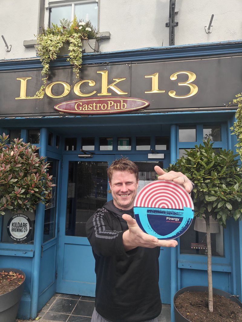 Barry Flanagan outside Lock 13 GastroPub holding national award